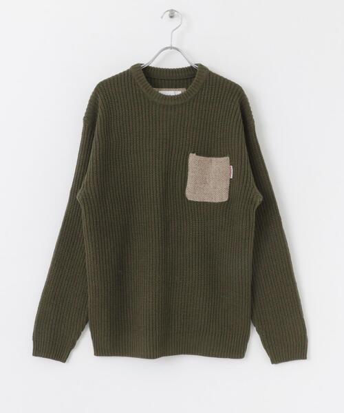 HARRIS TWEED（ハリスツイード）の「ハリスツイードポケット付ニット