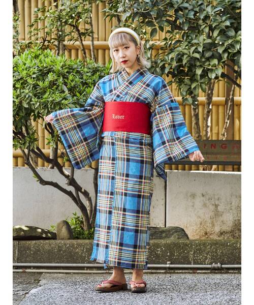 jouetie（ジュエティ）の「バックローズチェック浴衣（浴衣）」 - WEAR