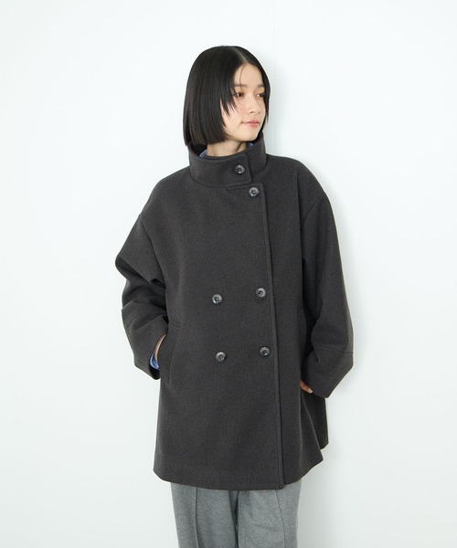 セール】Idnes スタンドカラー 3WAY ダブルボタン ミドルコート