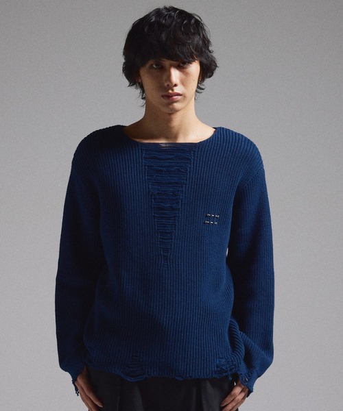 GRANCY】Pierced Damage Knit / ピアスダメージニット（ニット