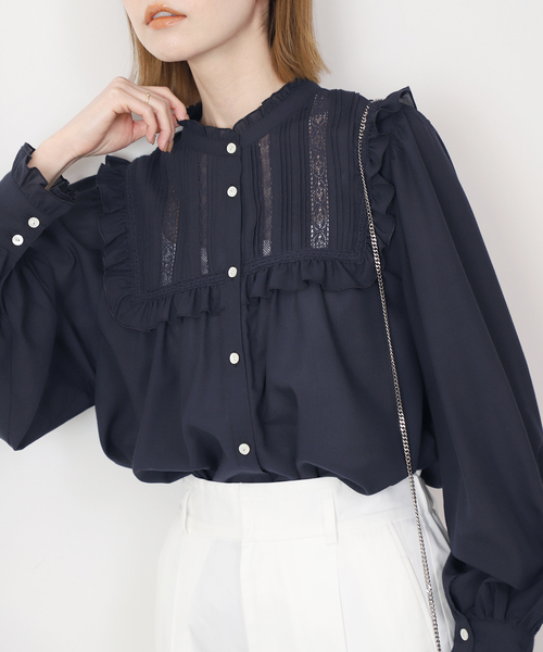 SLOBE IENA（スローブイエナ）の「レースピンタックフリルブラウス