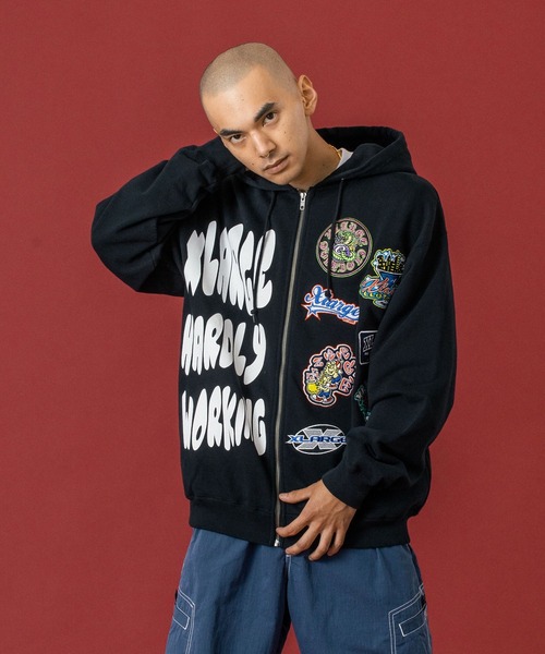 MULTI LOGO ZIP UP HOODED SWEATSHIRT（パーカー）｜XLARGE