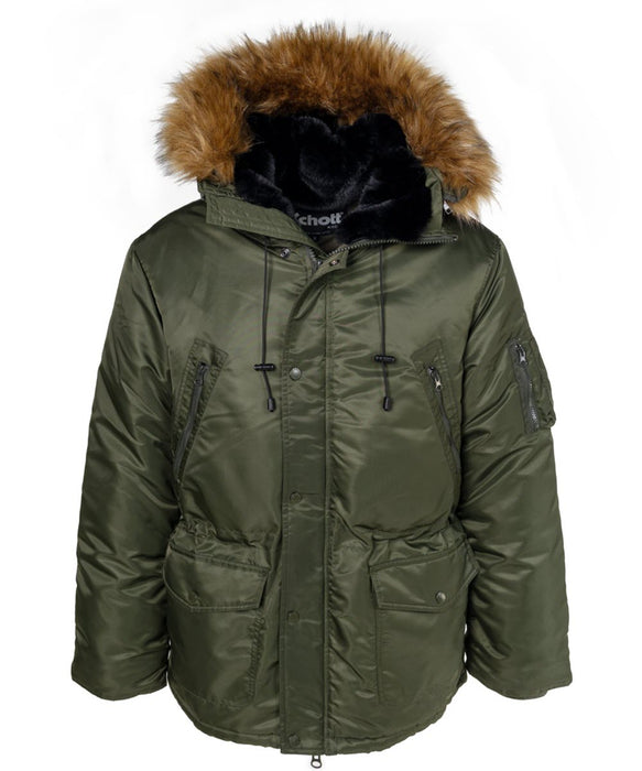 Schott NYC Men's Nylon Flight Satin N-3B Jacket - Olive — Dave's