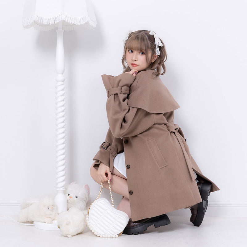 2buy20%OFFクーポン対象】2wayケープAラインショートコート