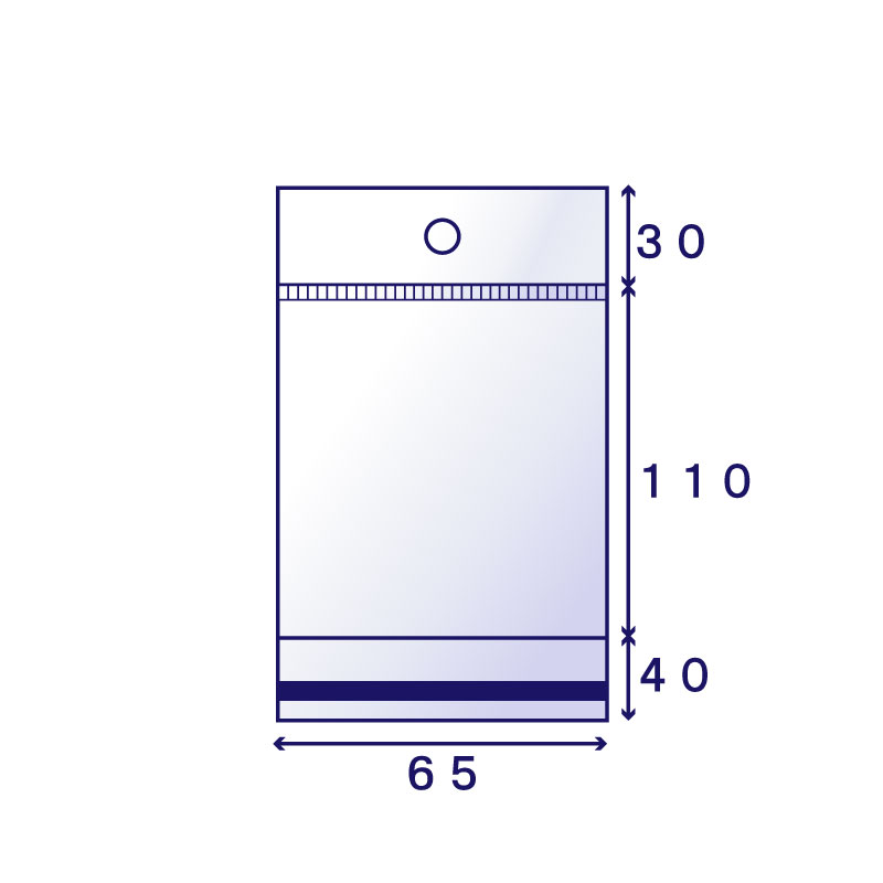 OPP #40 クリアヘッダー袋 CH-8A (65×110mm) 100枚入り | OPP・アルミ