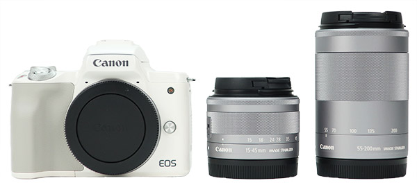 キヤノン ミラーレス一眼カメラ EOS Kiss M ホワイト ダブルズーム