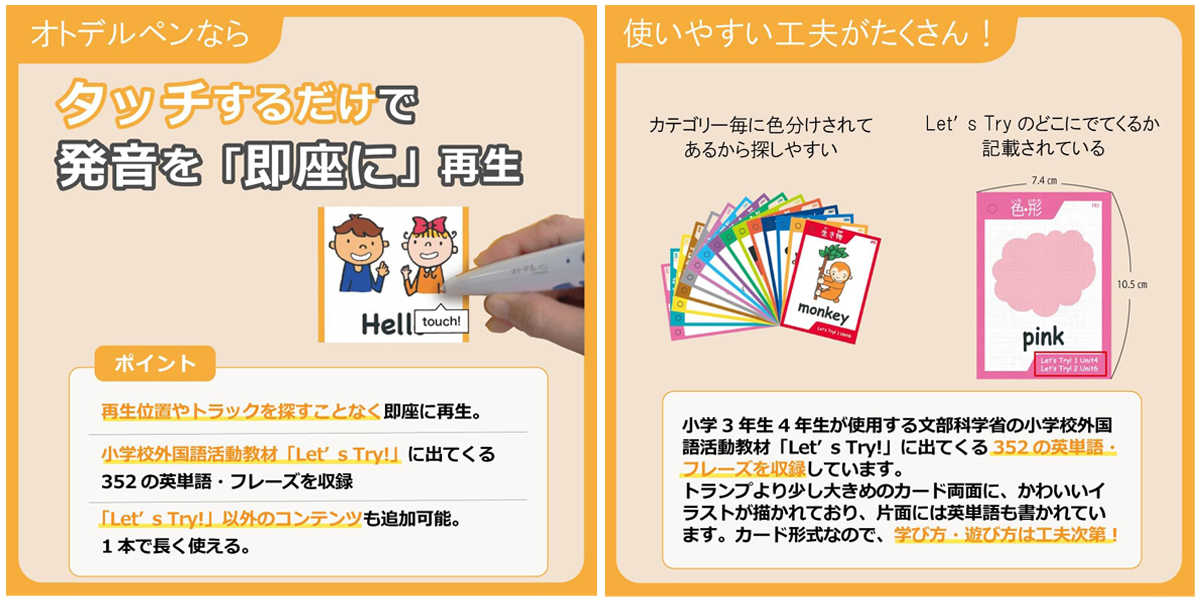 オトデルシリーズに「Let's Try! 」向け 英語フラッシュカード 基本