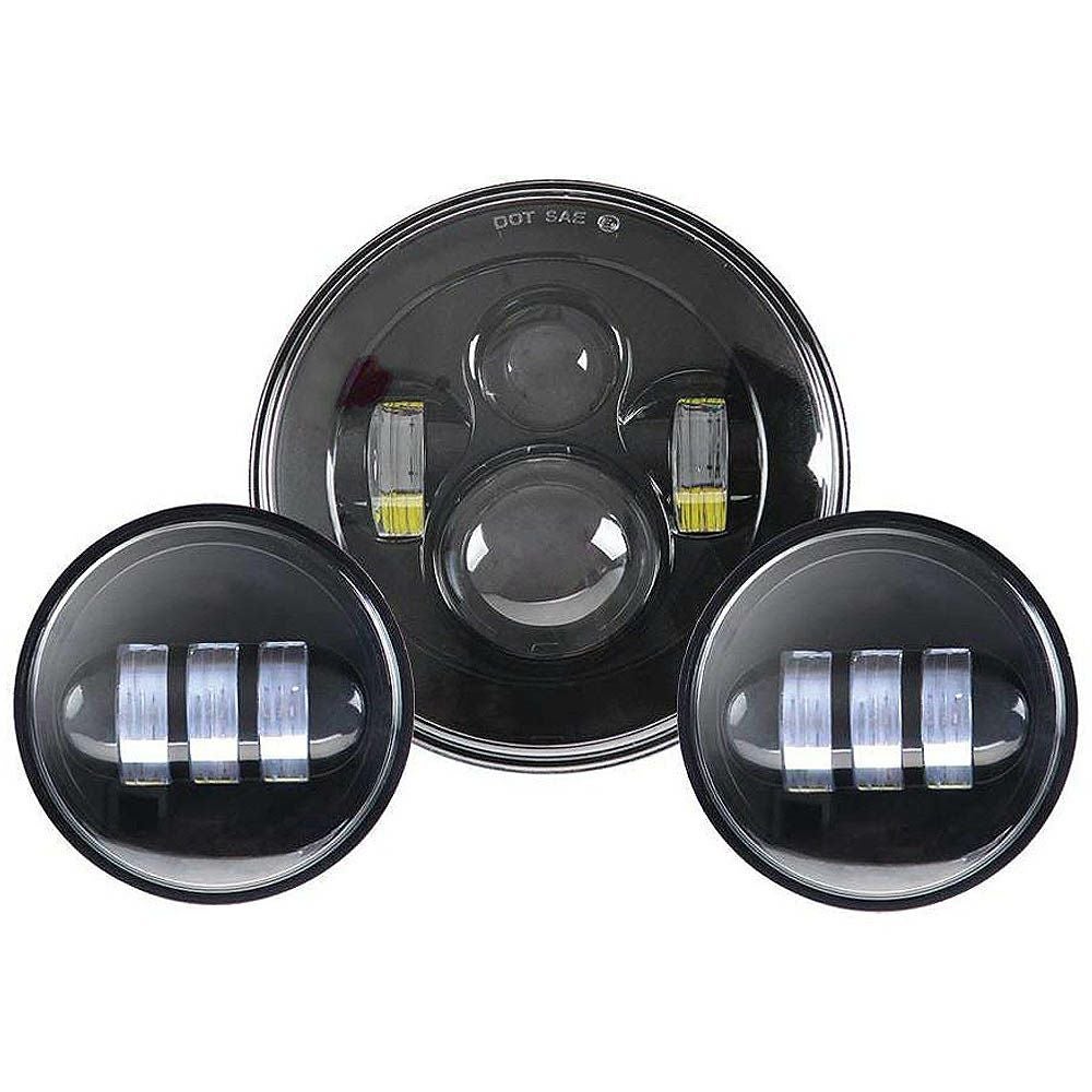WMW LED 7インチヘッドライト＋4インチ補助ライトセット ブラック