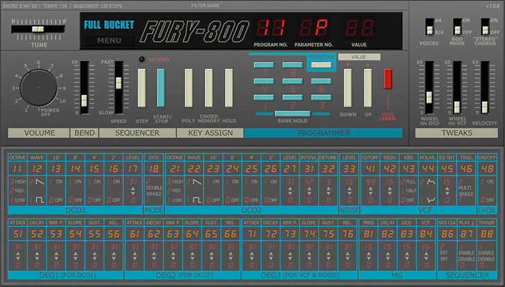 コルグ POLY-800を忠実に再現したソフト・シンセ、Full Bucket Music