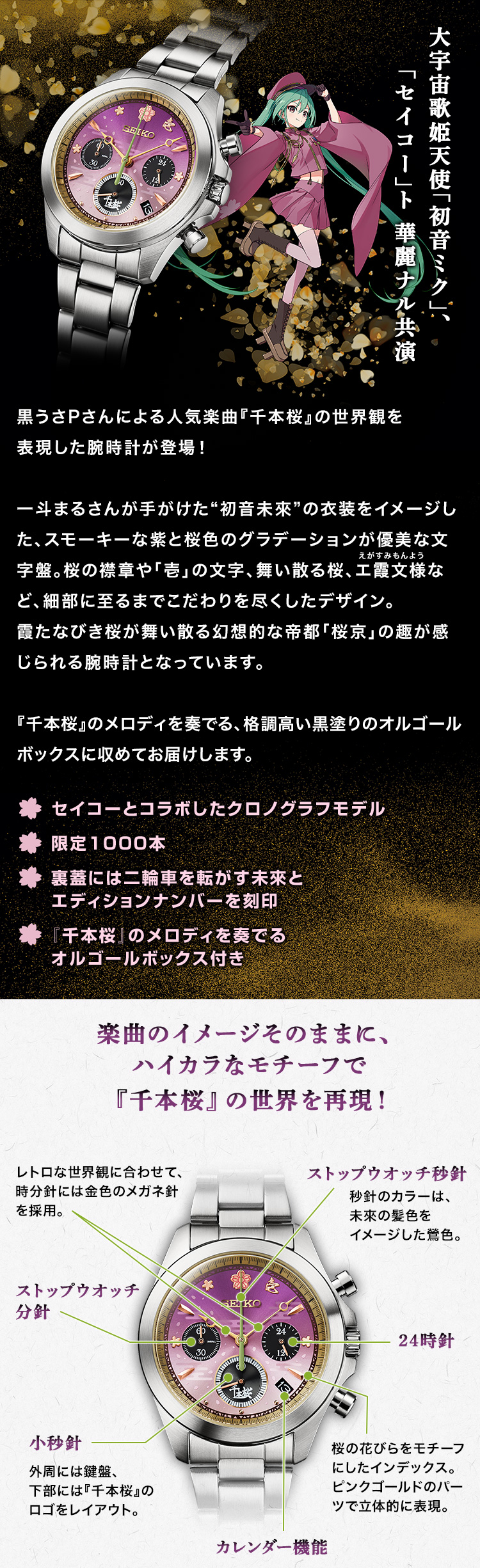 千本桜 セイコー コラボ腕時計 ～オルゴールボックス付き