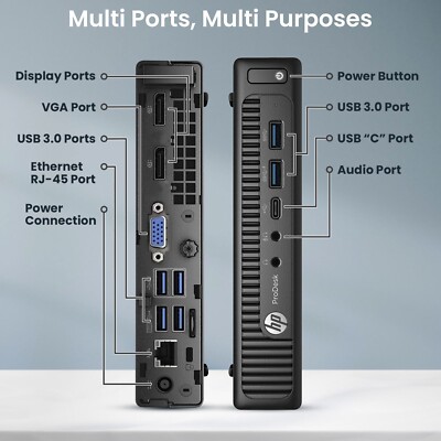 HP Mini Desktop Computer PC Intel i5-6500T 16GB RAM 1TB HDD 22