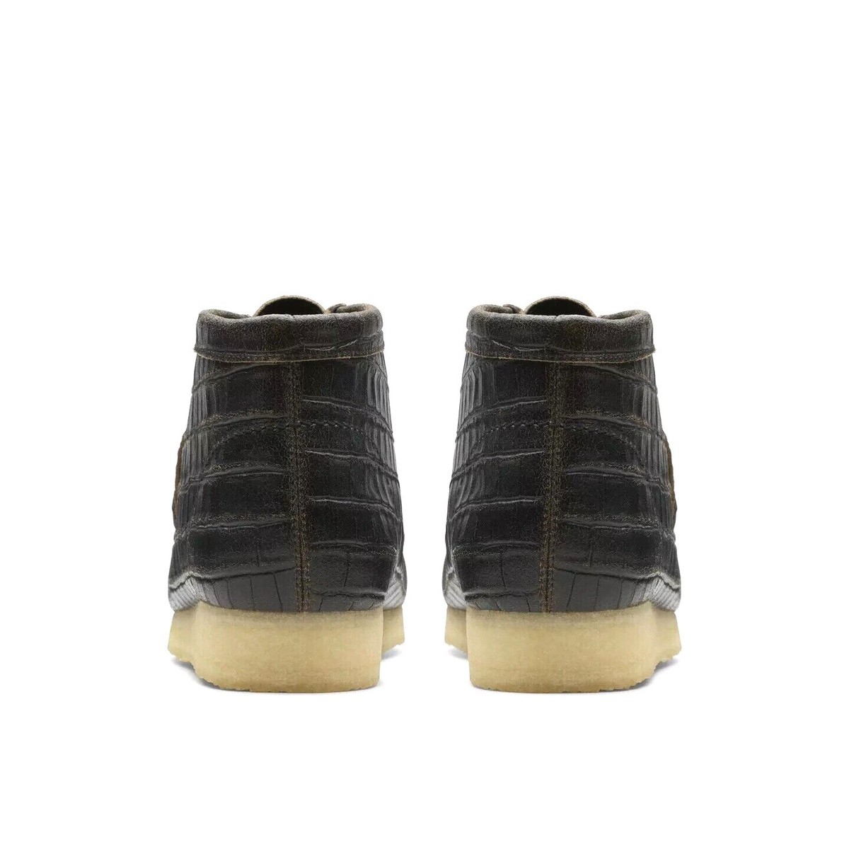 NEW Men Clarks Wallabee Original Black Crocodile Distress Limited