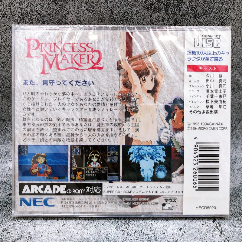 PC Engine Princess Maker 2 SUPER CD ROM SCD Retro NEC Game Japan