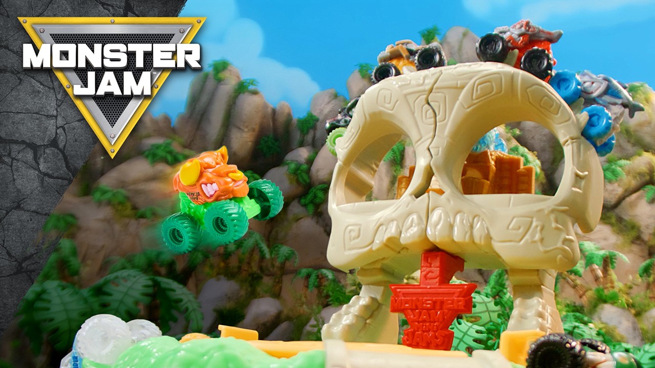 Monster Jam | Mini Jams | Crash 'N Crumble Jungle Playset - YouTube