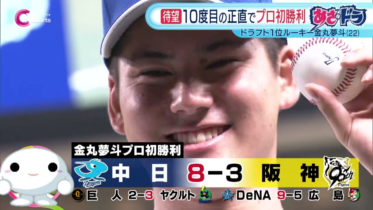 待望のプロ初勝利】金丸夢斗 10度目の正直｜中日vs阪神 8月7日 - YouTube