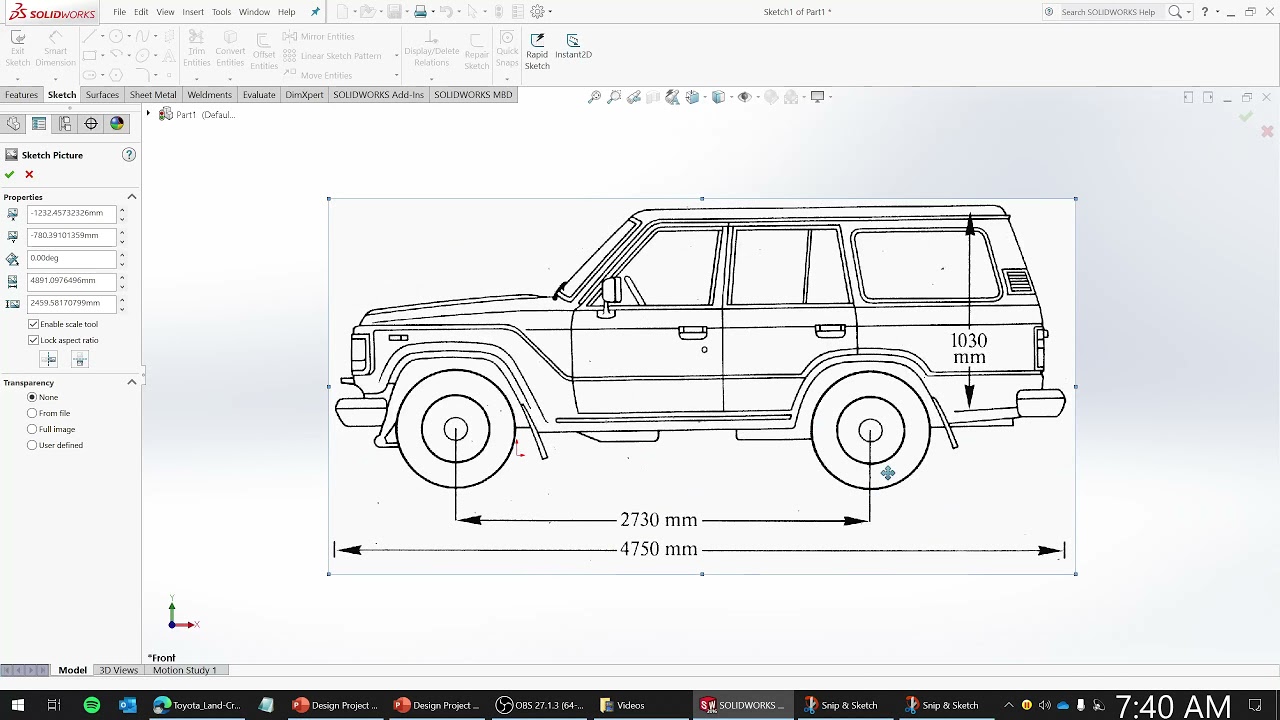 Toyota Land Cruiser - Vehicle Blueprint 3D Modeling - Solidworks