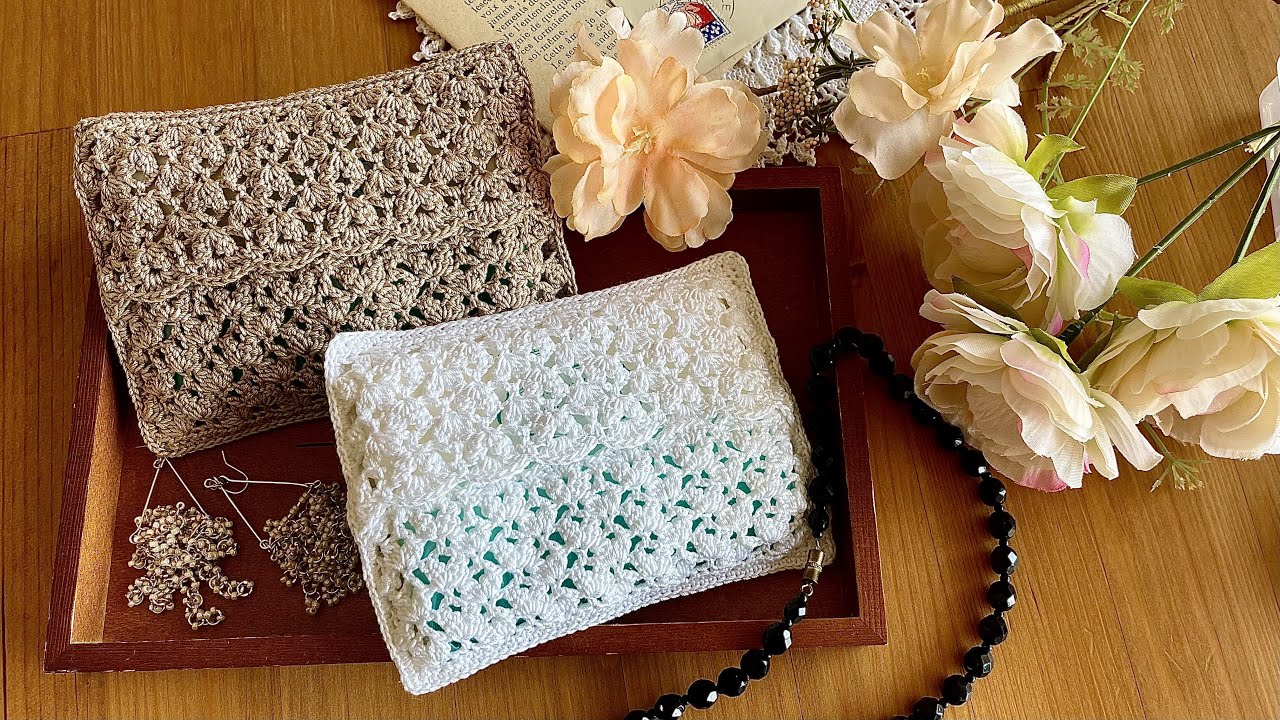 How to crochet a pocket tissue pouch (pattern) [with audio and