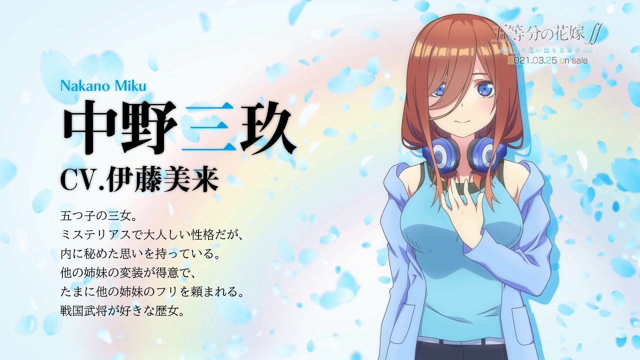 五等分の花嫁∬ ～夏の思い出も五等分～』（Switch/PS4）キャスト