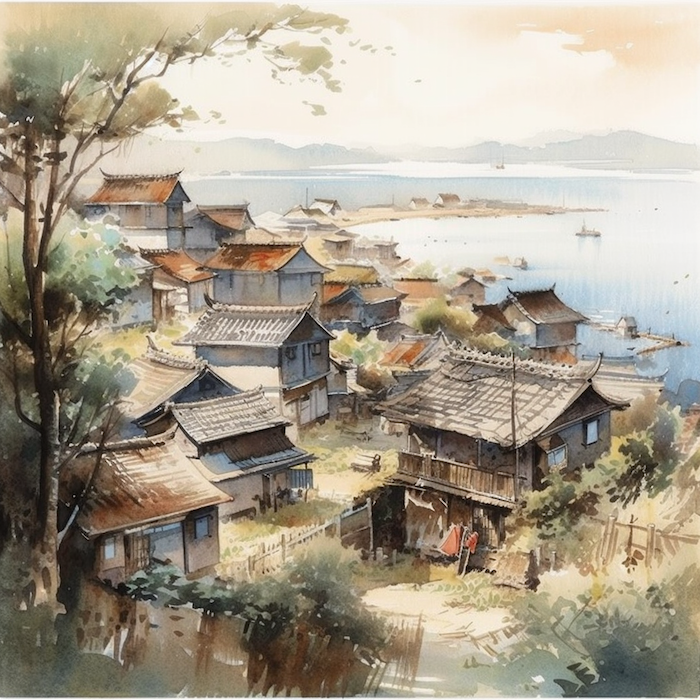 水彩で書いた日本の風景・背景素材4｜イラスト無料 | イラストダウンロード