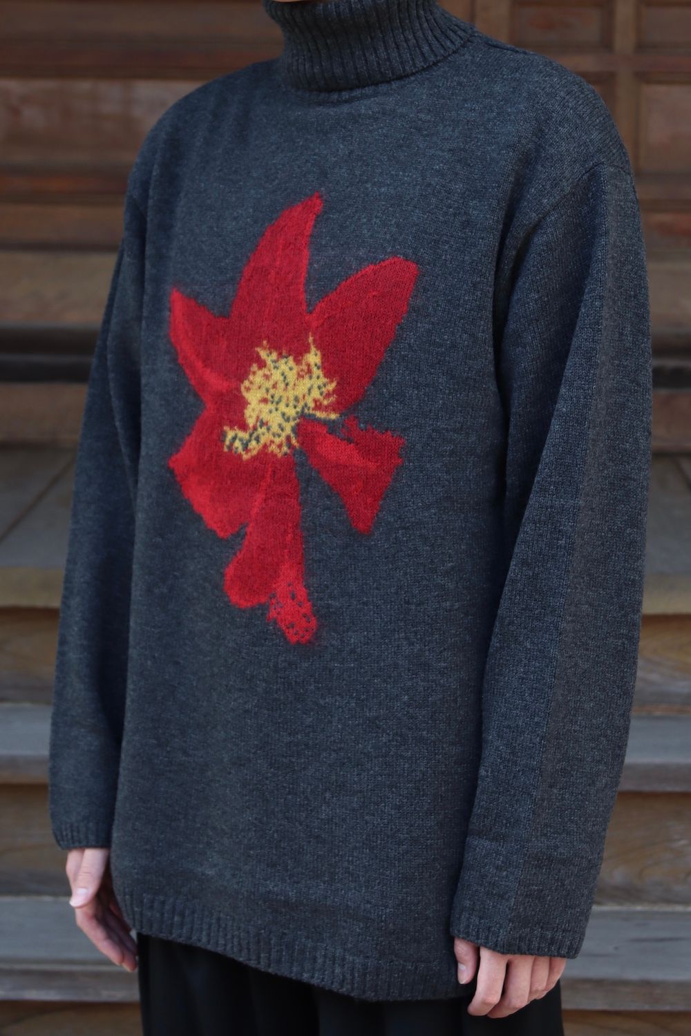 yohji yamamoto 花柄タートルニット(HX-K15-181) style.2021.8.29