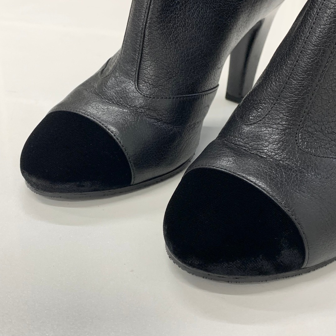 CHANEL - M13027 シャネル ココマーク リボン レザー ベロア ショート