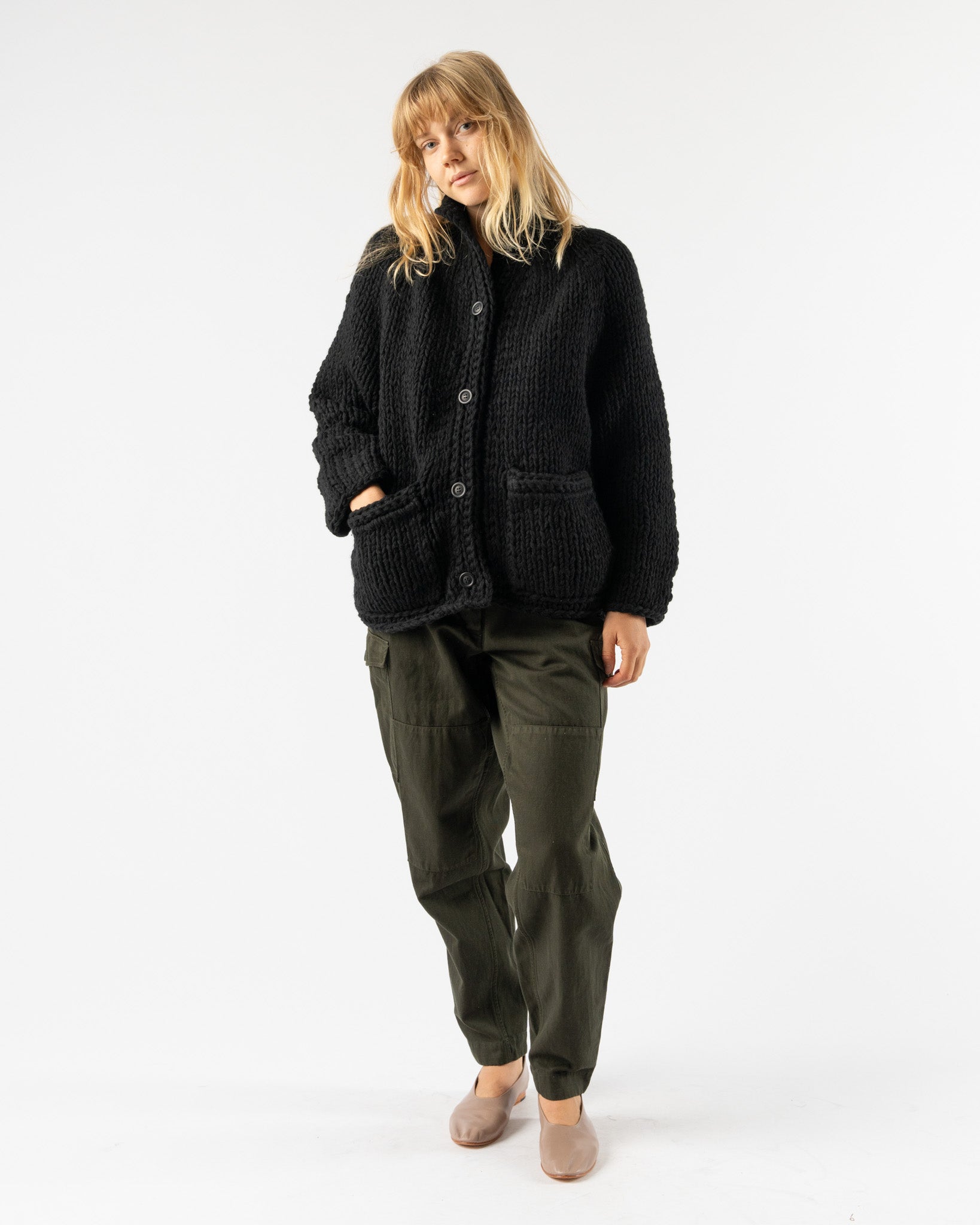 CASEY CASEY Wool Cardigan in Black Curated at Jake and Jones