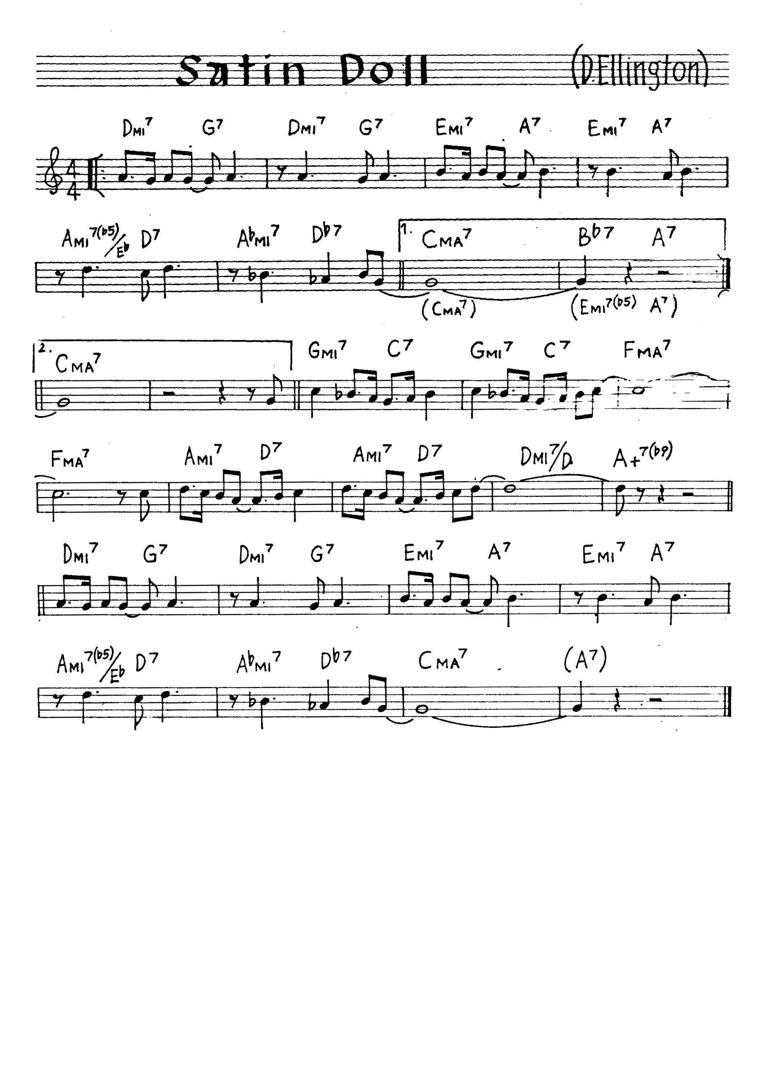無料楽譜】Satin Doll（）／Ellington D.【JAZZ】