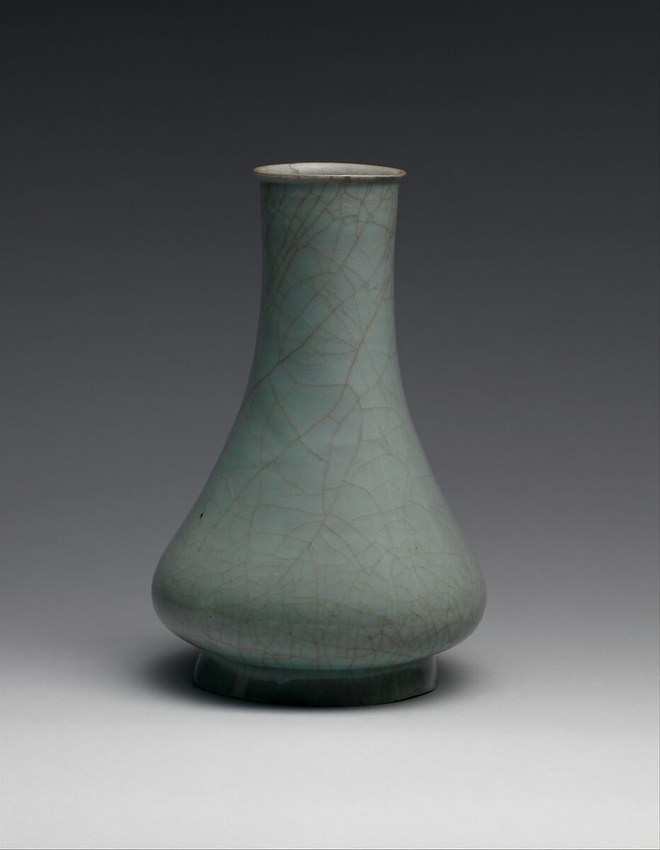 官窯青磁長頸瓶 Vase】中国-南宋時代‐龍泉窯