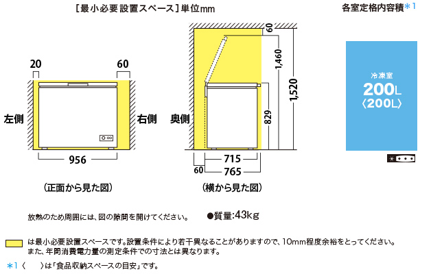 仕様/寸法 | FC-S20D | 冷蔵庫トップ：シャープ