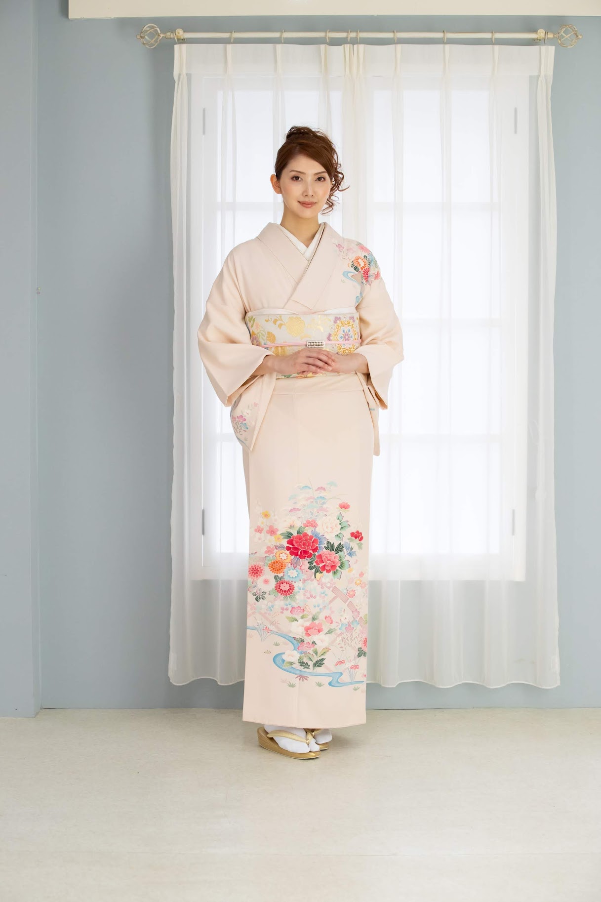 0304H 訪問着 ピンク 菜の花 加賀友禅 銀座本店在庫 | KIMONO TOKYO TOSHIE