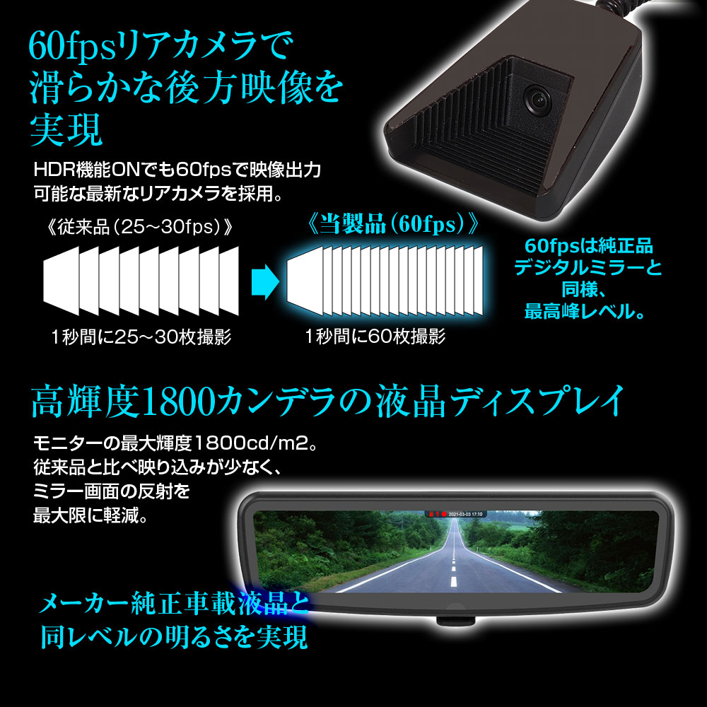 純正交換タイプデジタルインナーミラー MDR-PRO1 | マックスウィン