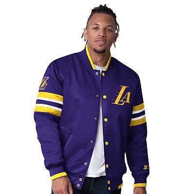 Men's Starter Purple Los Angeles Lakers Scout Varsity Satin Full