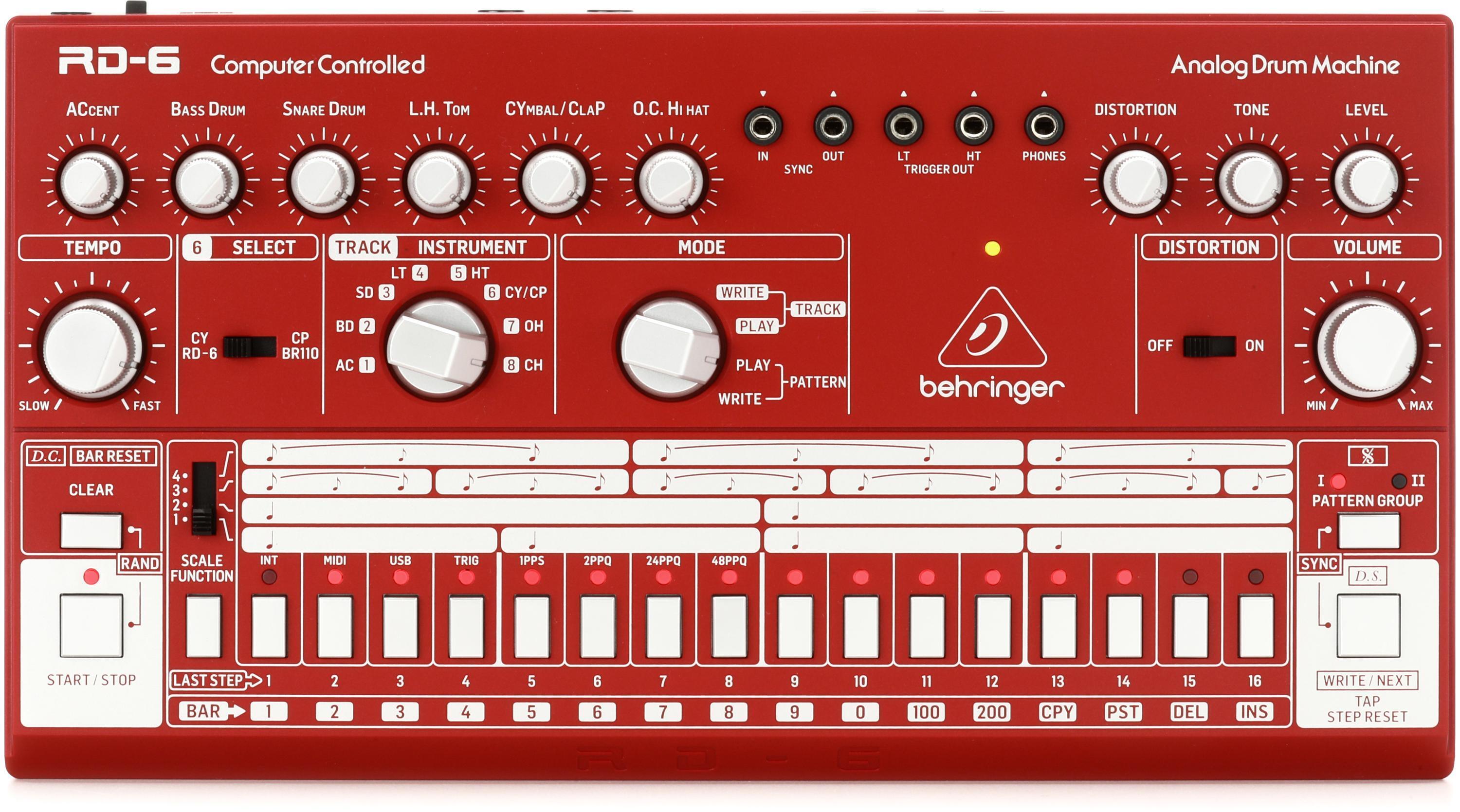 Behringer RD-6 Analog Drum Machine - Red | Sweetwater