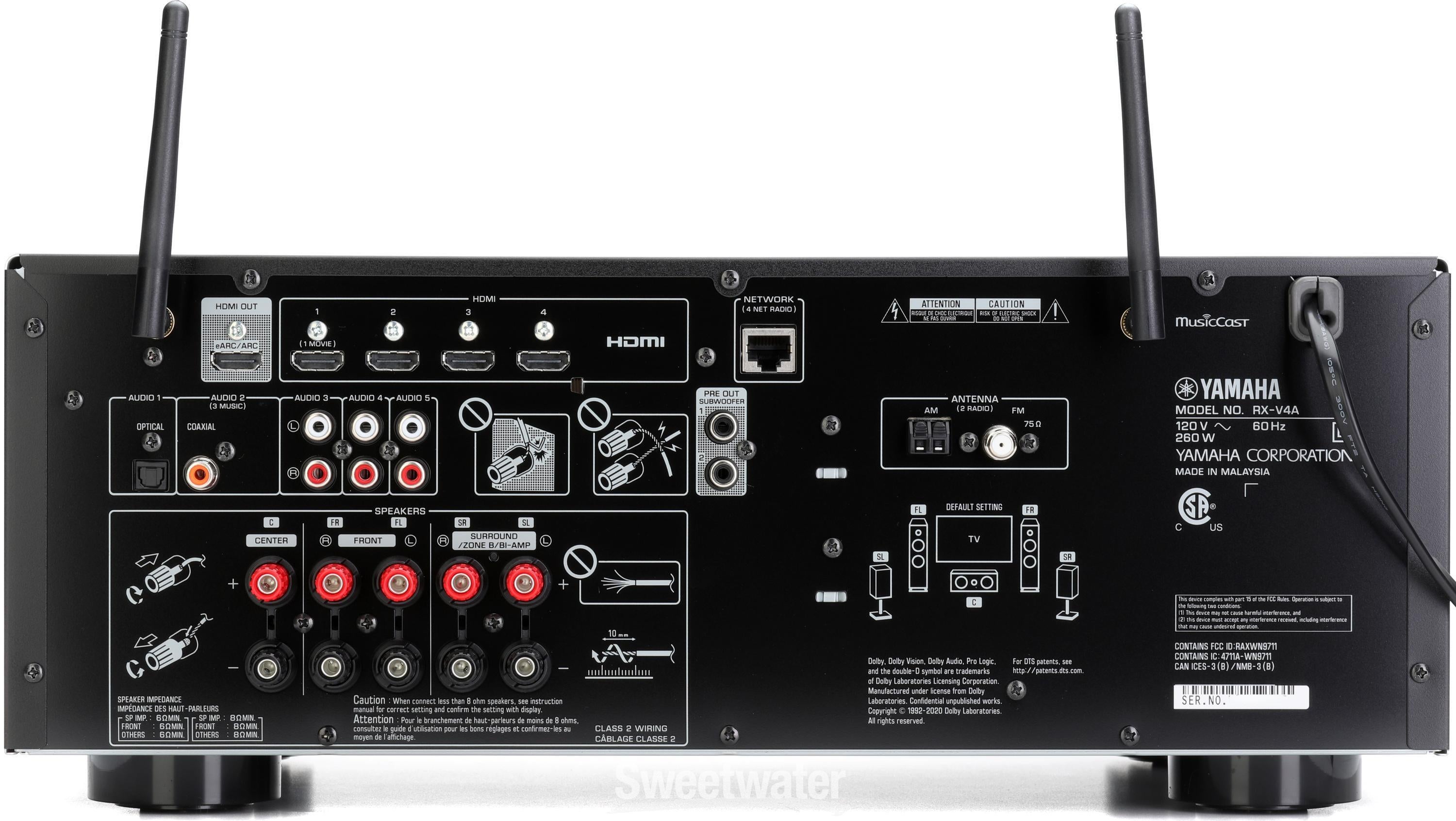 Yamaha RX-V4A 5.2-channel Network A/V Receiver - Black | Sweetwater