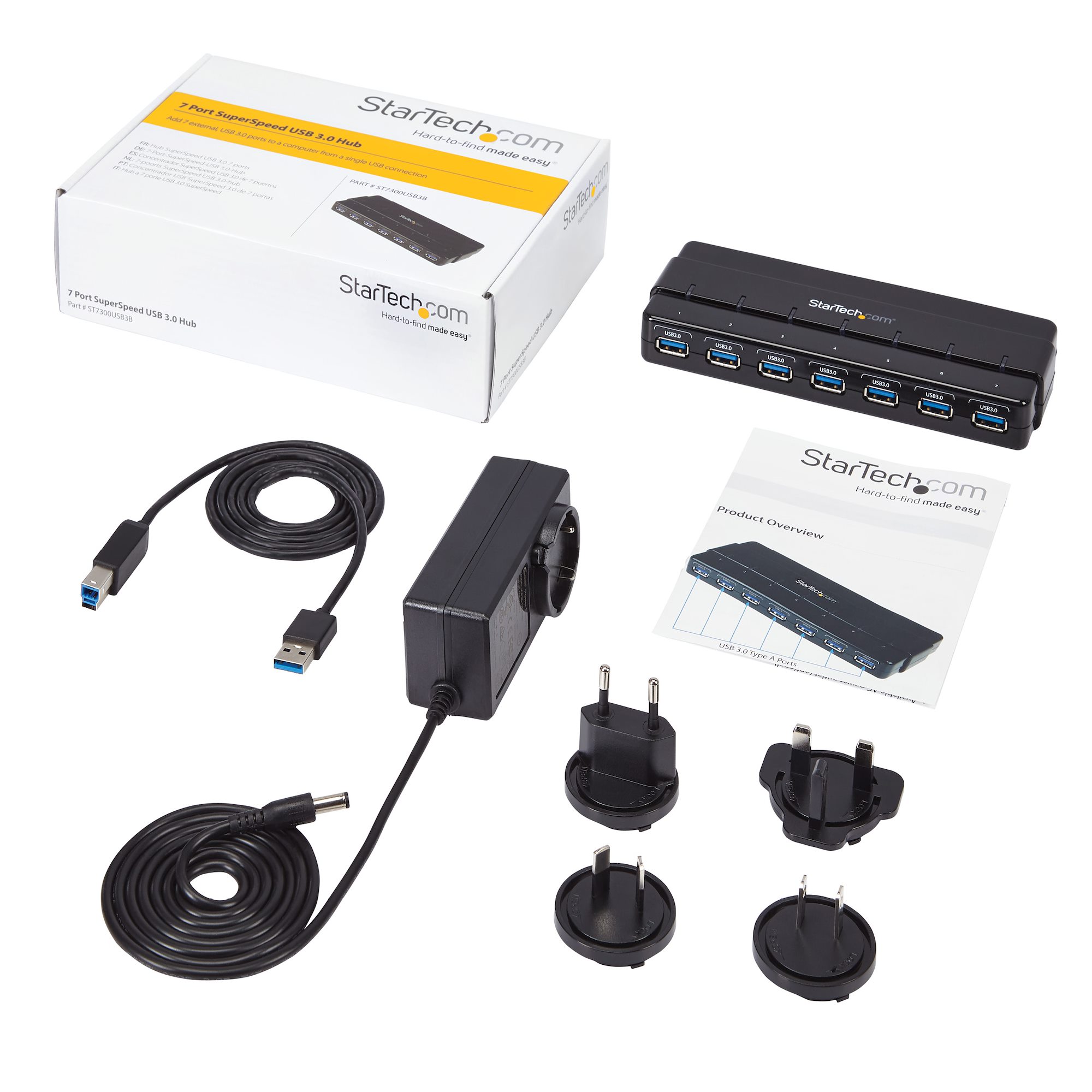 7ポートUSB 3.0 (5Gbps) ハブ ACアダプタ & ケーブル付属