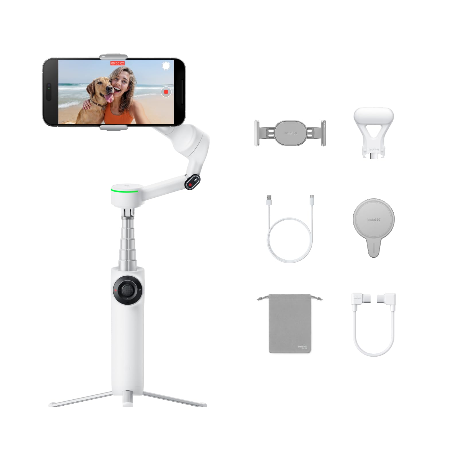 Amazon.com: Insta360 Flow 2 Pro Creator Bundle White - Foldable AI