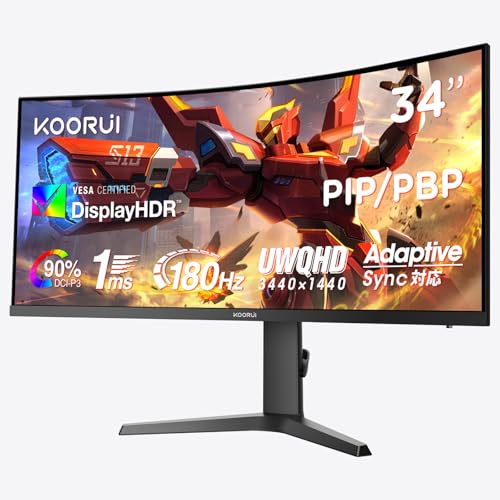 Amazon.co.jp: KOORUI 湾曲チゲーミング モニター 34イン WQHD(3440