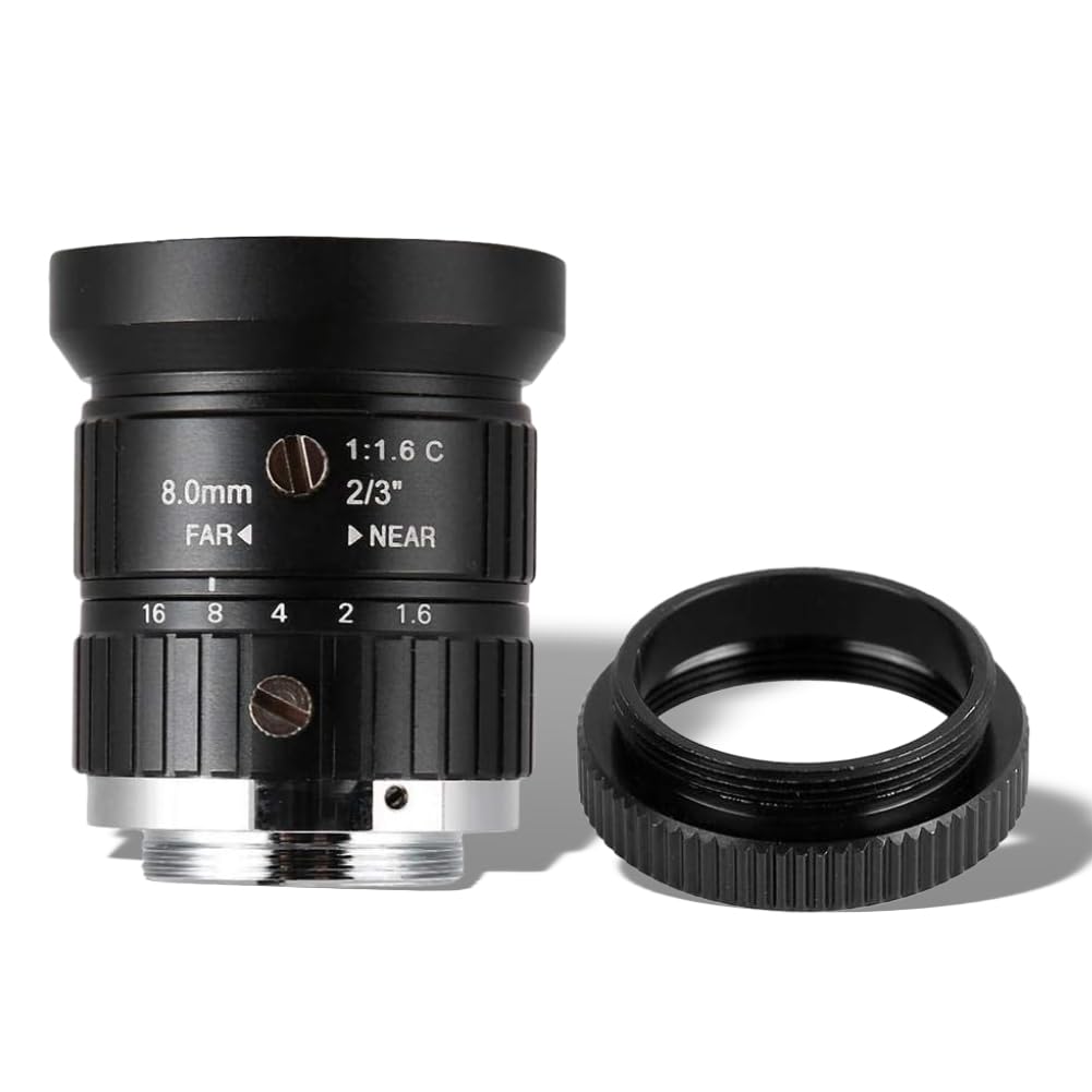 Amazon | Cマウントレンズ 8mm、5MP HD CCTVカメラレンズ、8mm焦点距離