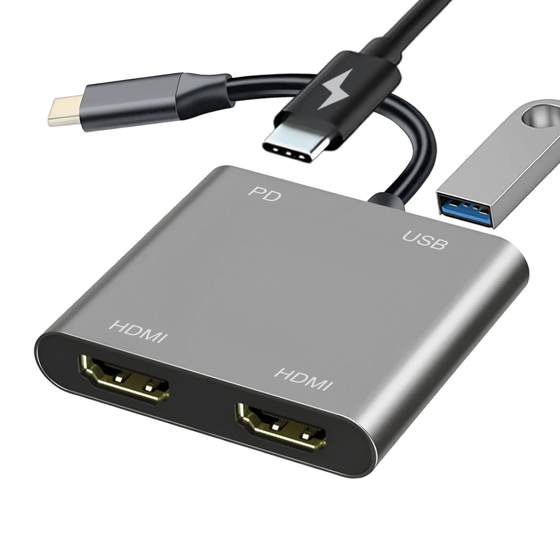 Amazon | モニター用USB CからデュアルHDMIアダプター、USBCノート