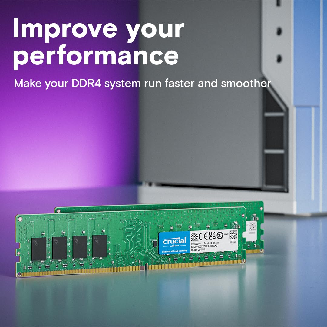 Crucial 16GB kit (8GBx2), 288-pin DIMM, DDR4 PC4-19200, at Amazon.com
