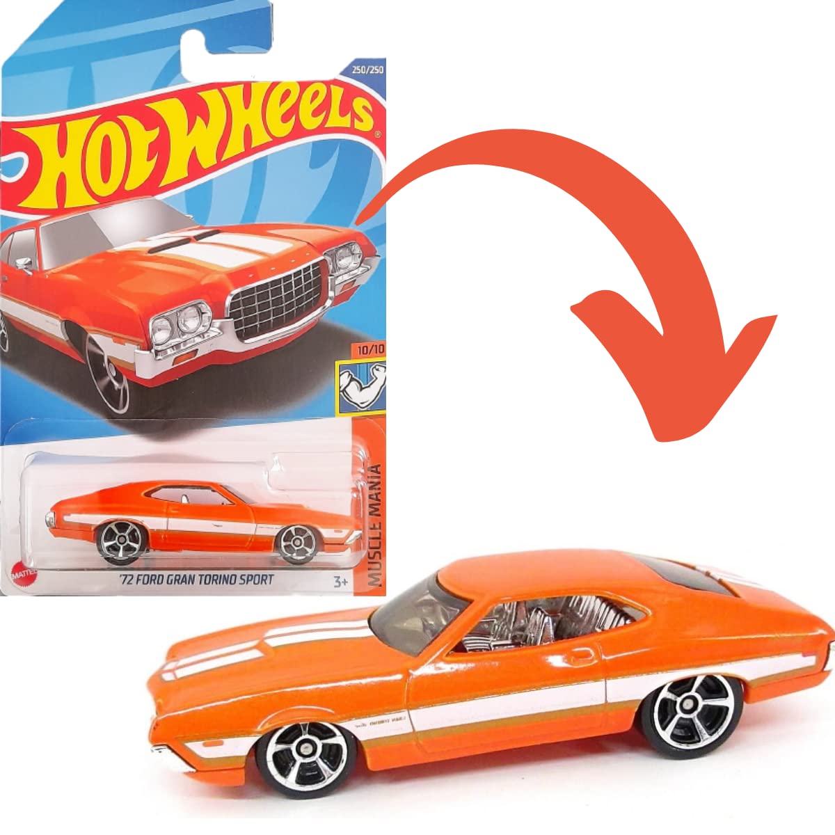 Amazon.com: Hot Wheels '72 Ford Gran Torino Sport, Muscle Mania 10