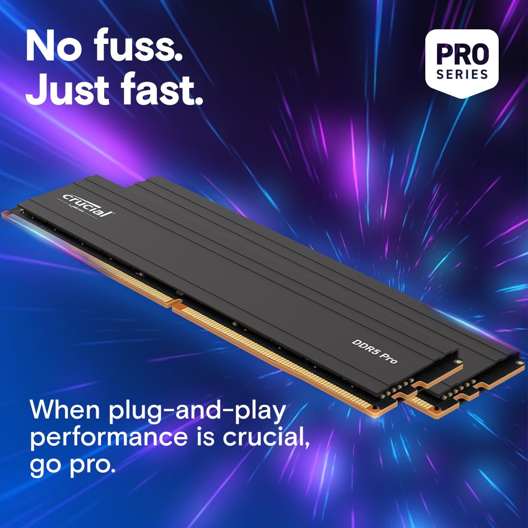 Crucial Pro 32GB DDR5 RAM Kit (2x16GB), 6000MHz (or 5600MHz or