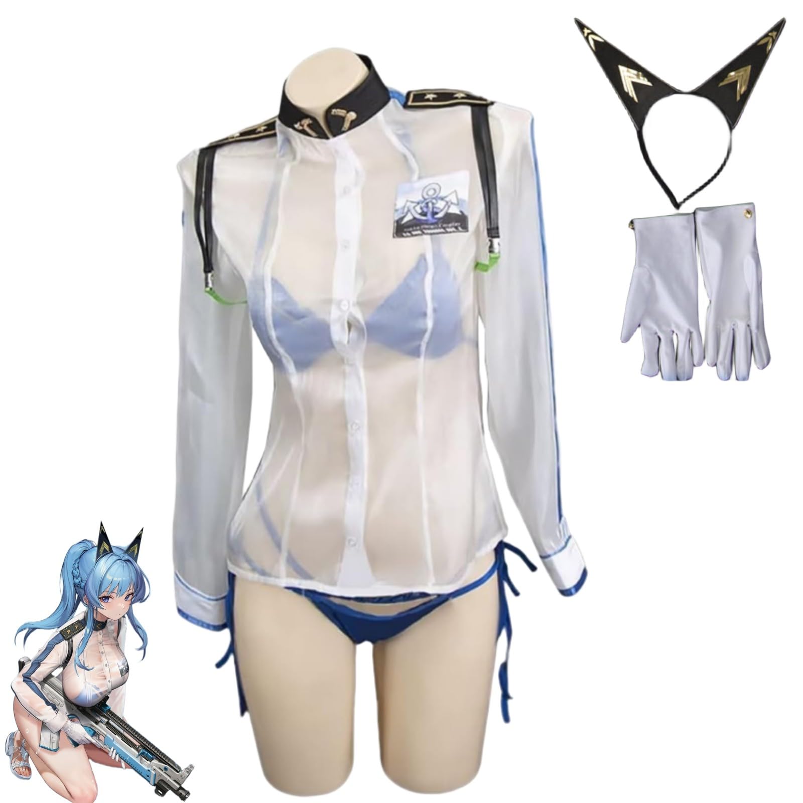 Amazon.co.jp: 勝利の女神 NIKKE ヘルム コスプレ衣装 水着 髪飾り付き