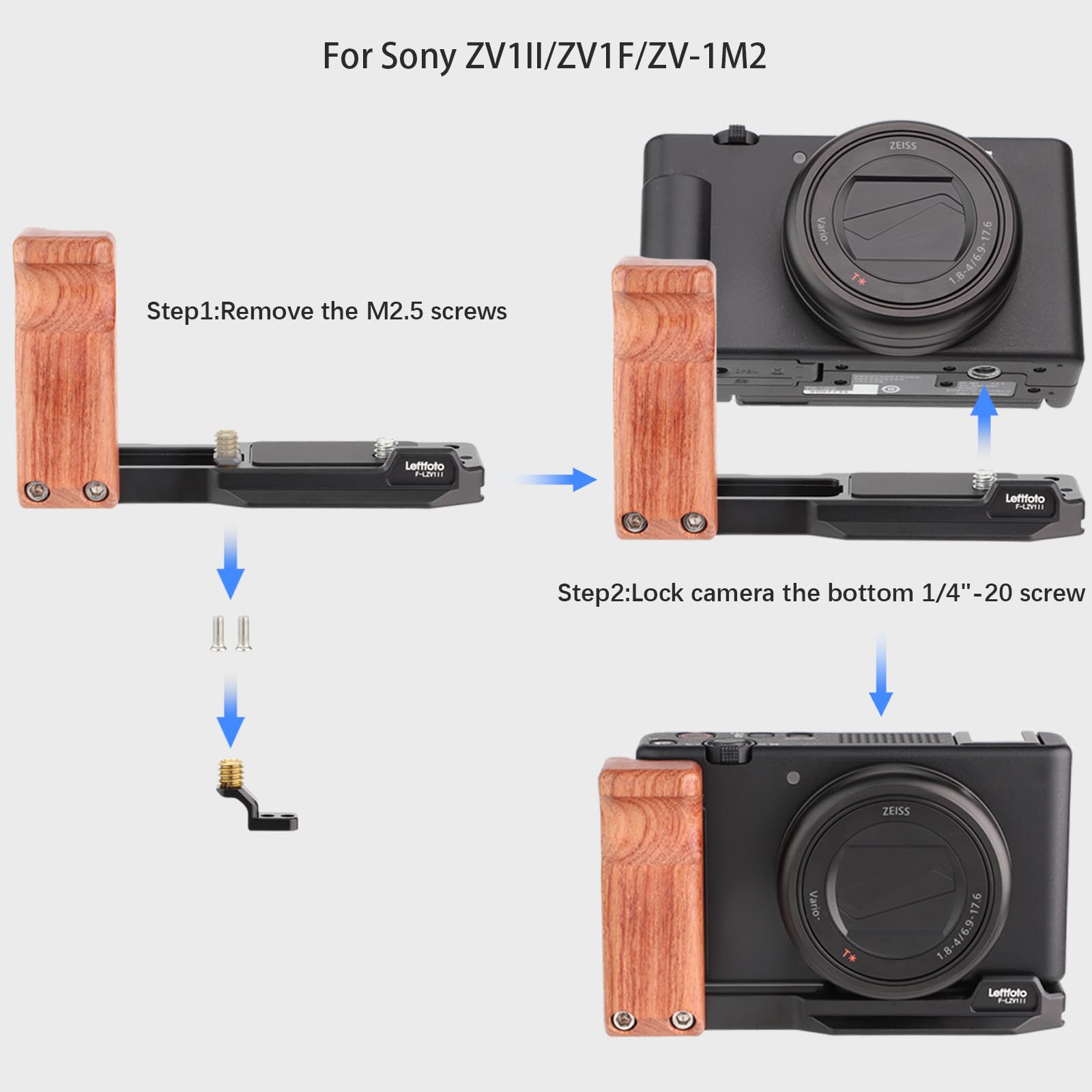 Amazon | Leftfoto ZV-1 II ハンドグリップ Lブラケット 人間工学的