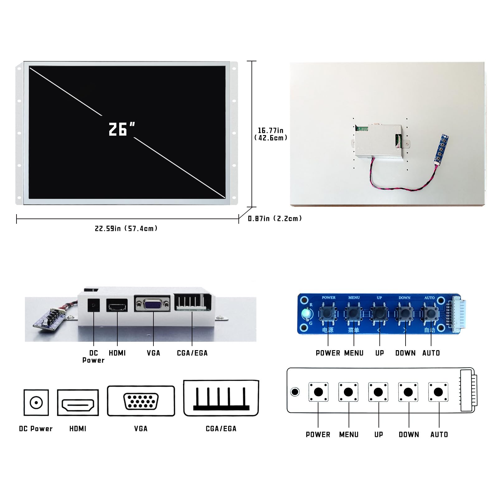 Amazon.com: UNICO 26 吋街機顯示器,4:3 比例LCD 遊戲顯示器,適用於