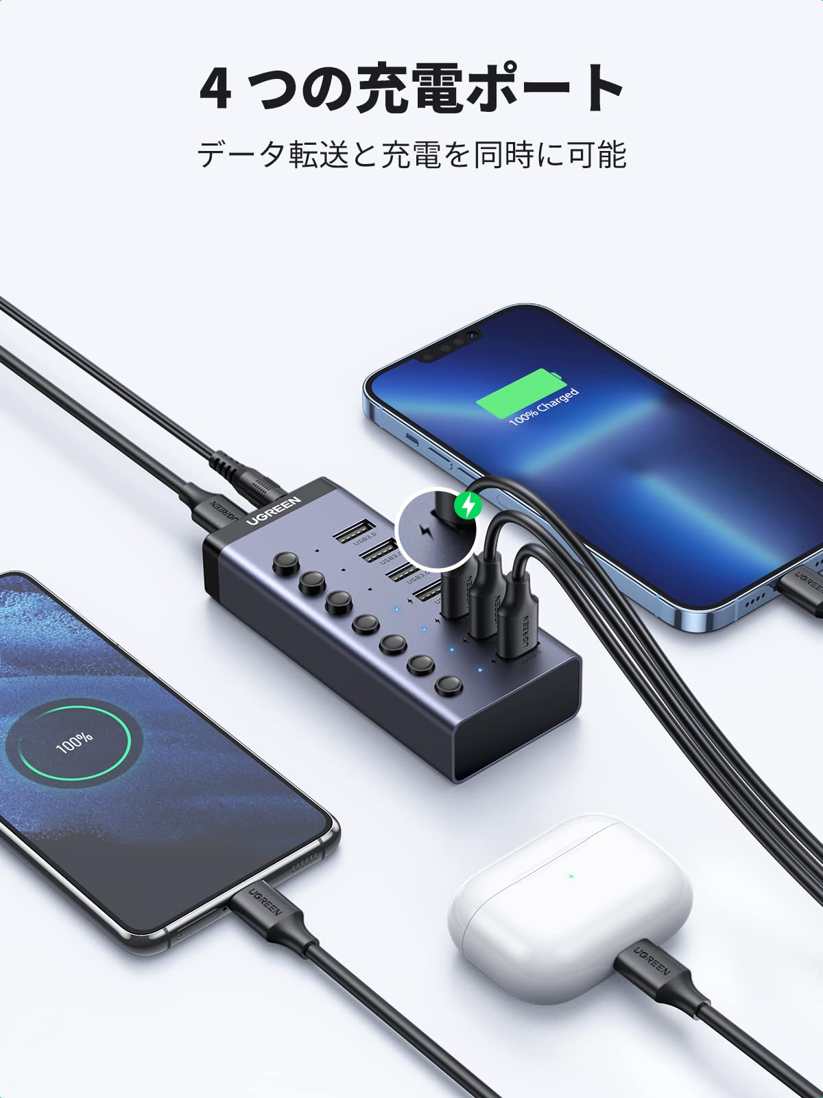 Amazon.co.jp: UGREEN USB ハブ 7ポート3.0 hub 5Gbps高速伝送 セルフ