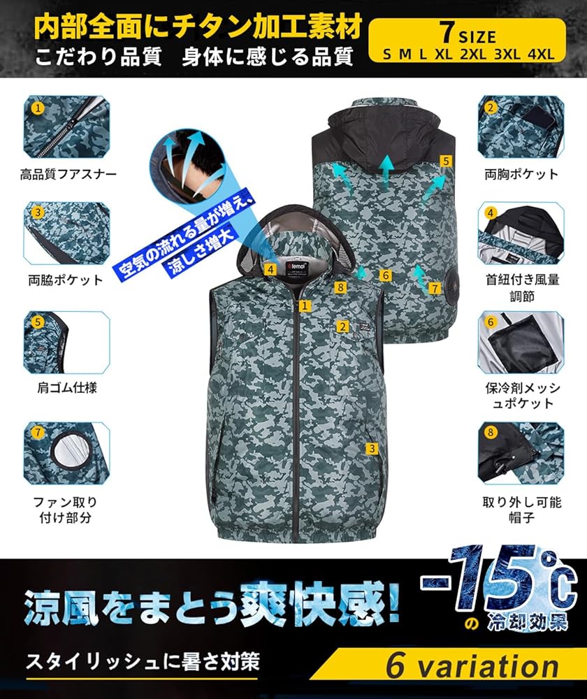 Amazon.co.jp: [elemai] 2025年新モデル フアン付きウェア チタン