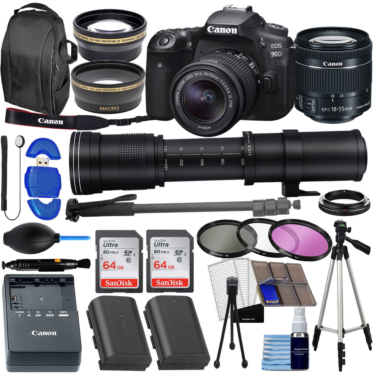 Amazon.com : Canon EOS 90D DSLR Camera w/ 18-55mm Lens Bundle +