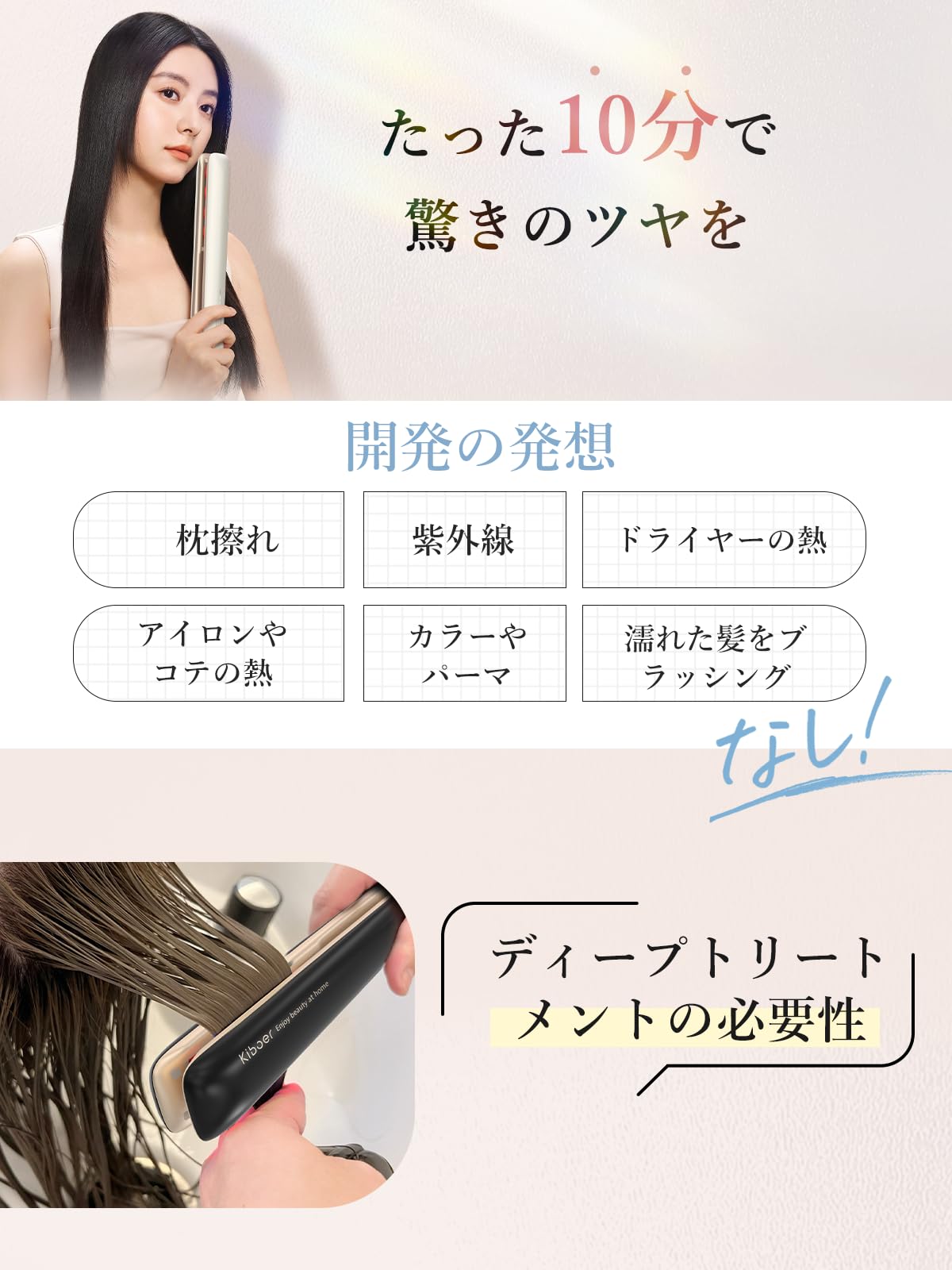 Amazon.co.jp: Kiboer 超音波トリートメント ヘアアイロン 髪質改善 超