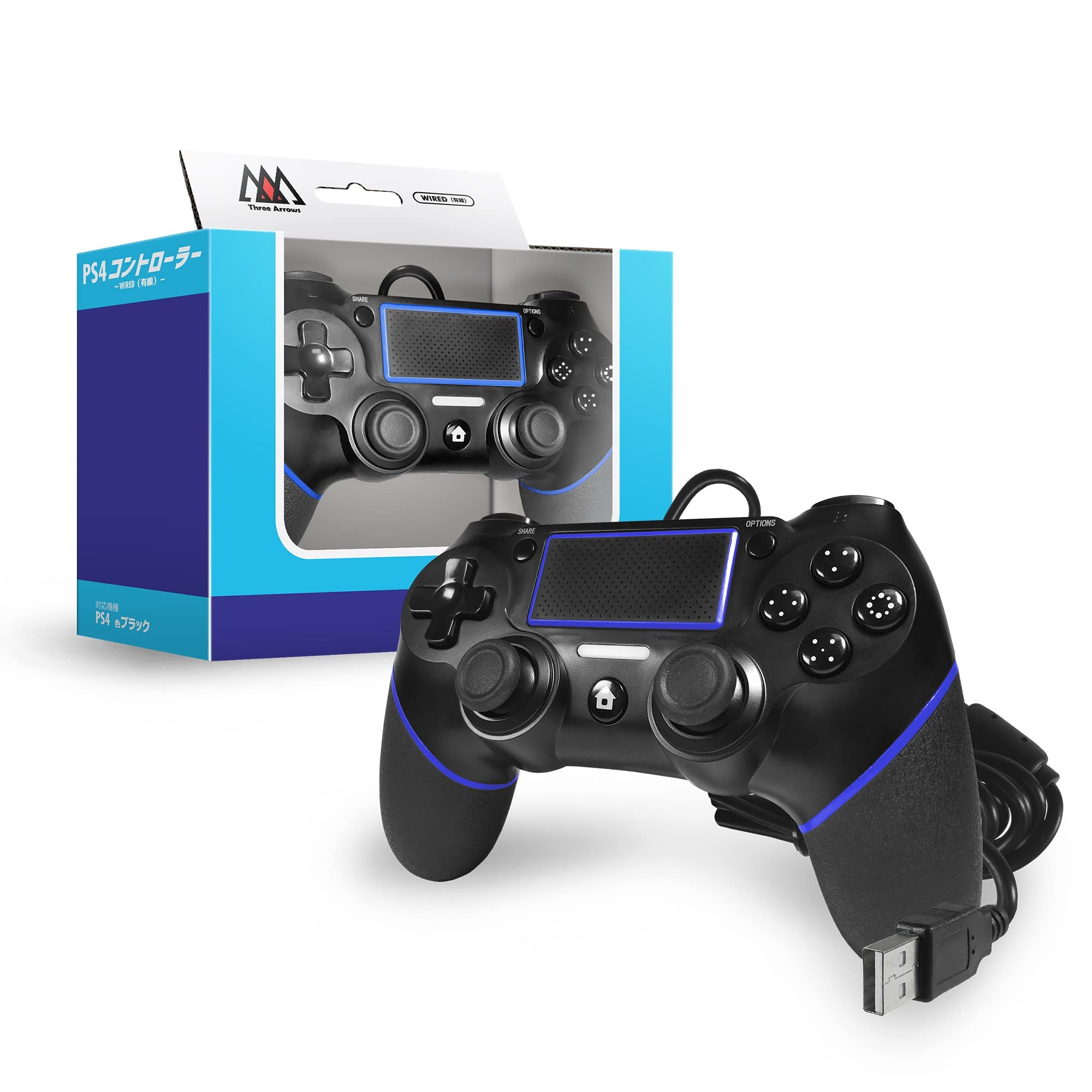 Amazon | PS4 有線コントローラ ブラック 2m | ハンドル・ジョイスティック